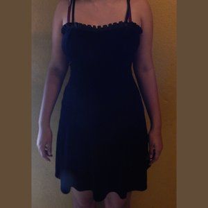 ROMWE Solid Velvet Frill Cami Dress